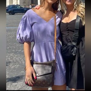 Purple v neck romper